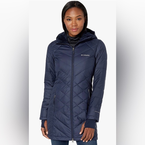 Columbia Jackets & Blazers - Columbia Heavenly Long Hooded Jacket Navy Lg woman’s Omni Heat